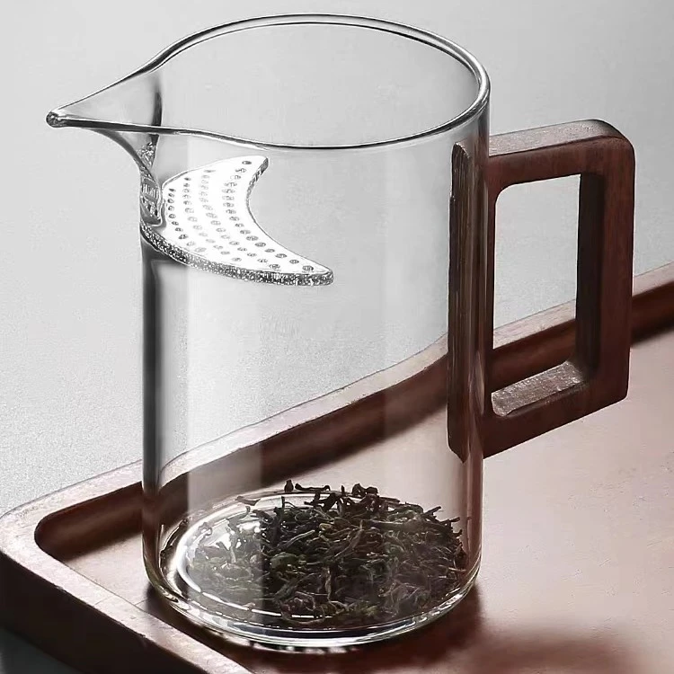 大容量玻璃公道杯绿茶泡茶器公道杯茶漏一体月牙家用公杯耐热茶器