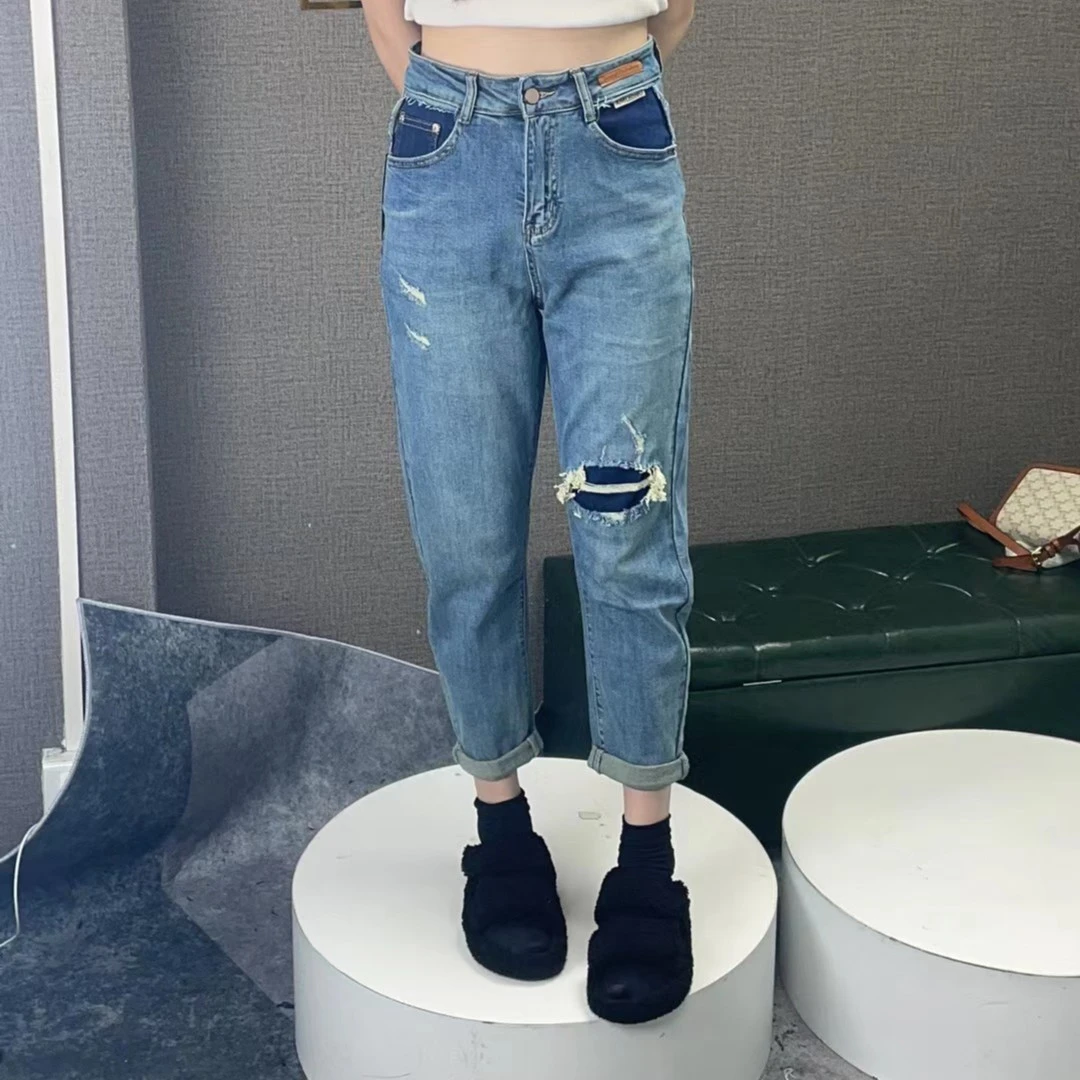 深圳南油高品质《显瘦老爹裤》微胖女生裤子时尚弹力牛仔裤百搭韩版