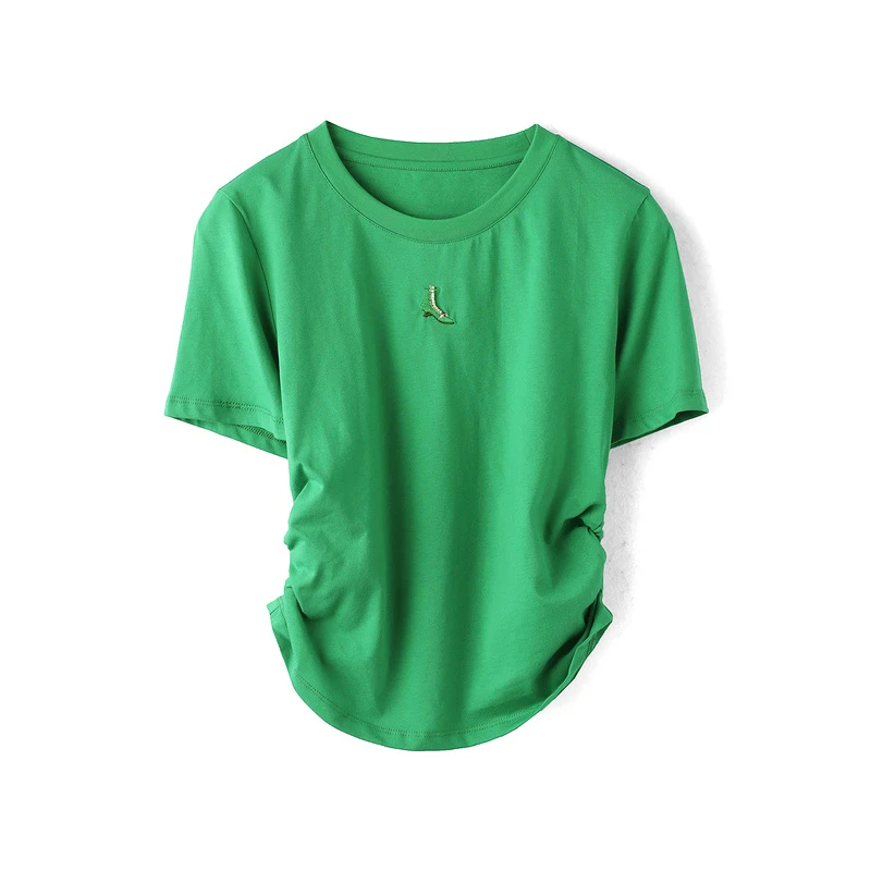 36076【S系列】圆领显瘦收腰亮色T恤D3304200