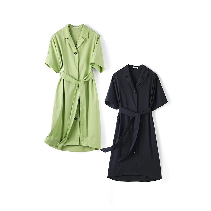 35629【碧系列】纯色气质优雅连衣裙TB3379