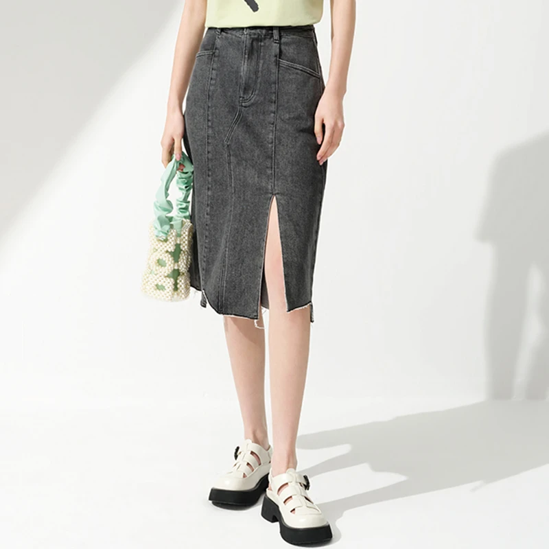 350140【贝系列】遮肉开叉牛仔半裙033Q01710