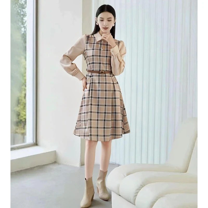 29313【韩系列】森系格纹休闲连衣裙251L3120