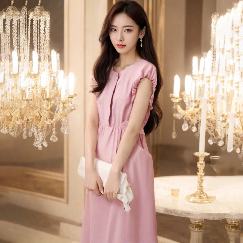 36596【Q系列】松紧腰连衣裙WLA8113