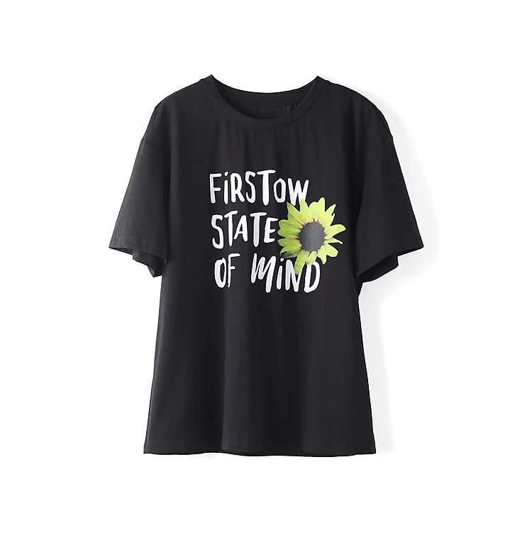 43966【黑色白色】【袖系列】学院风宽松显瘦T恤23SU05A00190