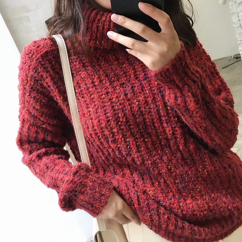 高领毛衣女秋冬2024年新款加厚针织衫宽松慵懒风外穿打底衫洋气