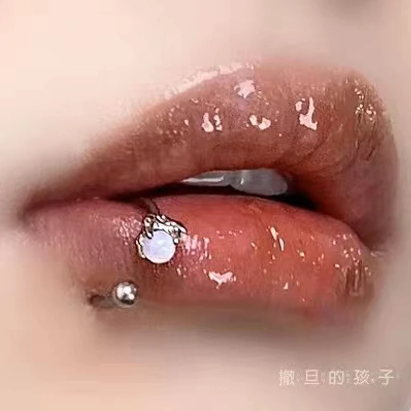 钛钢耳饰 浅滩银珠 唇环辣妹钛钢马蹄环外螺纹唇钉耳骨钉鼻中隔
