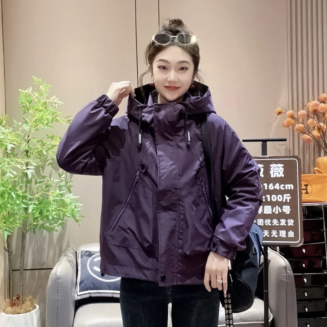 秋季连帽薄棉时尚休闲百搭宽松防风二棉风衣短外套2312