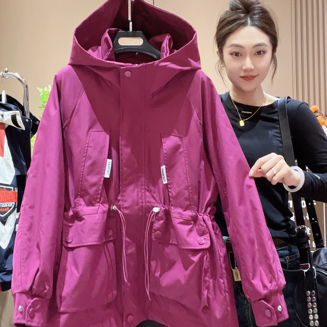 秋季新款二棉薄棉时尚休闲连帽冲锋衣风衣外套8166