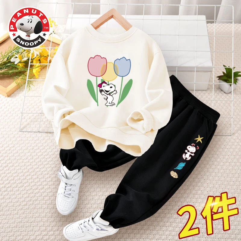2件套套装】史努比童装春秋中童时尚百搭印花套头卫衣卫裤运动套