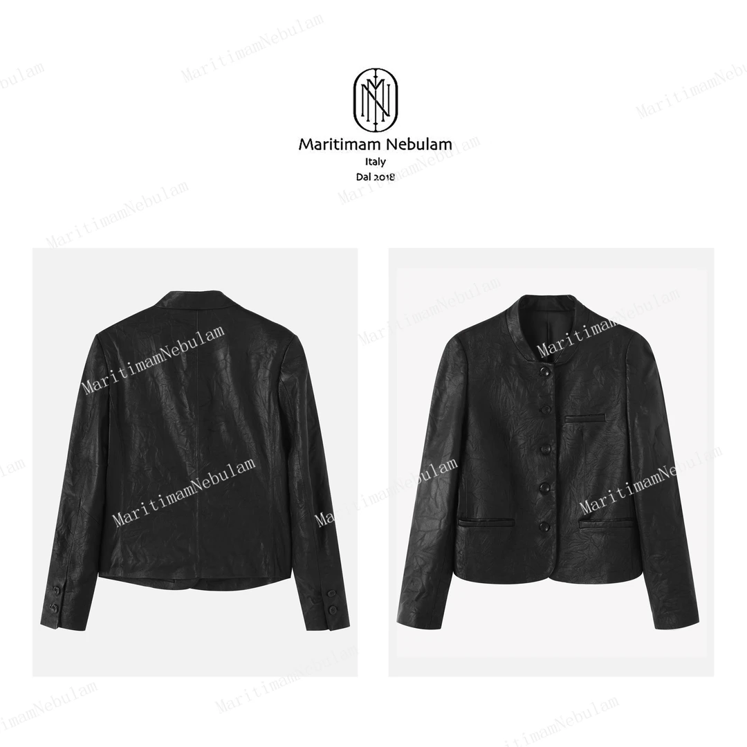Maritimam Nebulam【黑色经典】进口抓皱小羊皮衣高定系列 SZ609