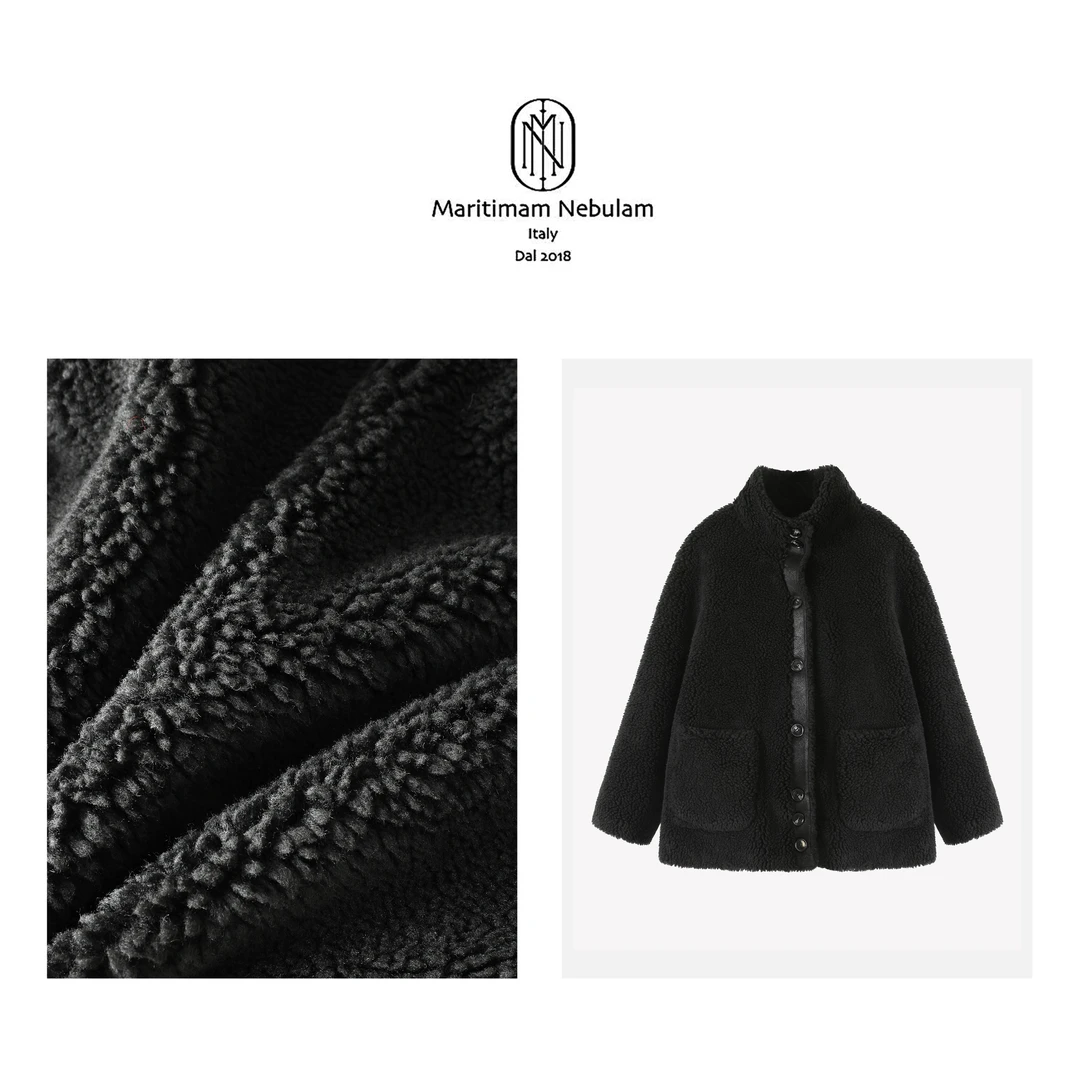 Maritimam Nebulam 【机车抱抱熊】双面穿皮毛一体羊羔毛外套 SZ793