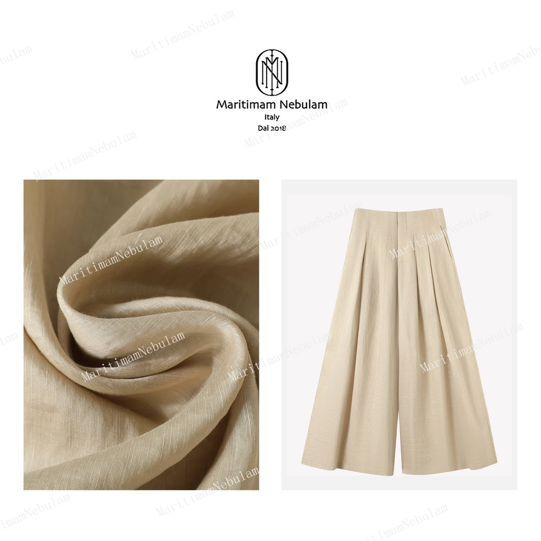 【亏】MN【海韵轻扬】莱赛尔油画灵感杏色阔腿裤 XZ208