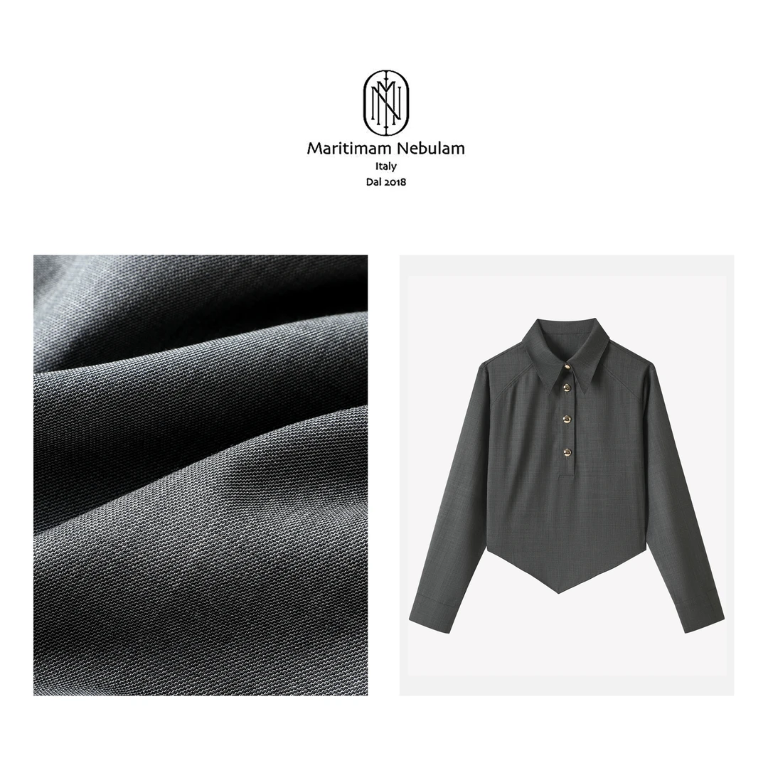 Maritimam Nebulam 【高智格雷】浅灰色不规则下摆衬衫 SZ712
