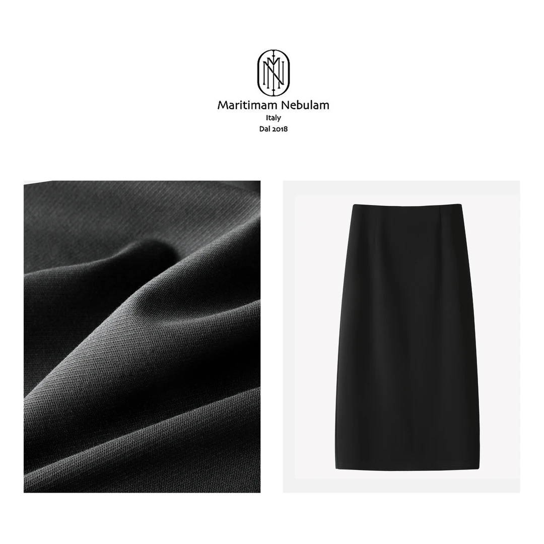 Maritimam Nebulam【墨染轻纱】黑色针织半裙 QZ056