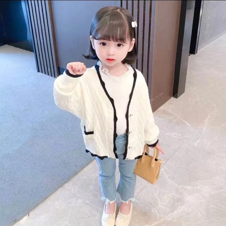 女童外套春秋季童装2025新款儿童毛衣网红女宝宝针织开衫秋装潮