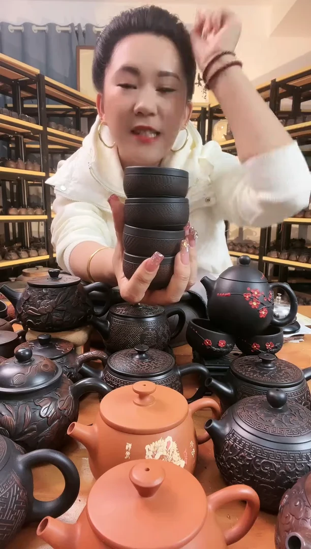 【闪购商品】陶瓷壶跳叨 品茗杯 拍1发4