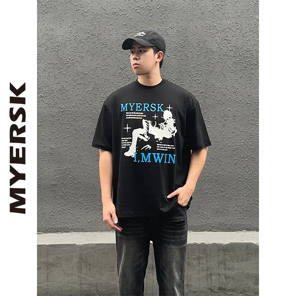 MYERSK 美式复古人像印花短袖原创cleanfit宽松夏季嘻哈凉感T恤