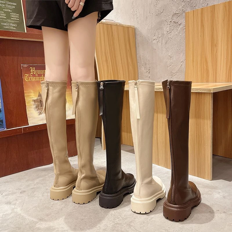 红蜻蜓牌高品质弹力长靴2023新款秋冬时尚单靴显瘦高筒皮靴女靴子