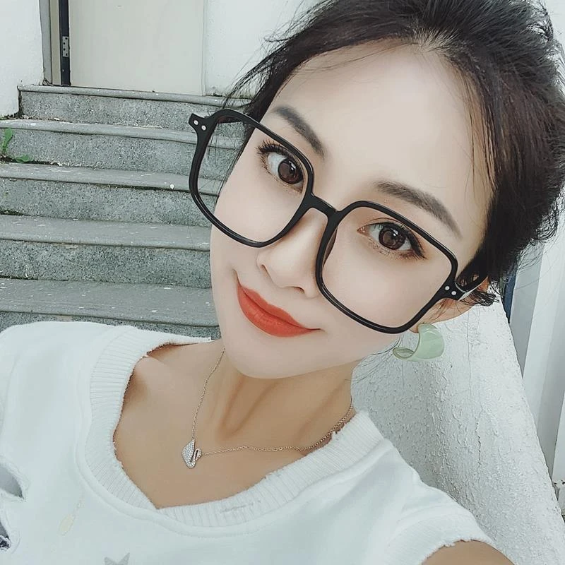 超轻黑框眼镜ins网红款超大框方框遮脸显脸小大圆脸近视眼镜框架