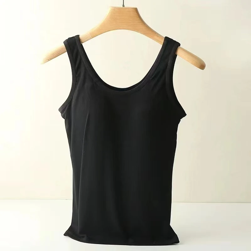 99102美背宽肩吊带黑色背心打底一体式固定杯百搭通勤女士时尚
