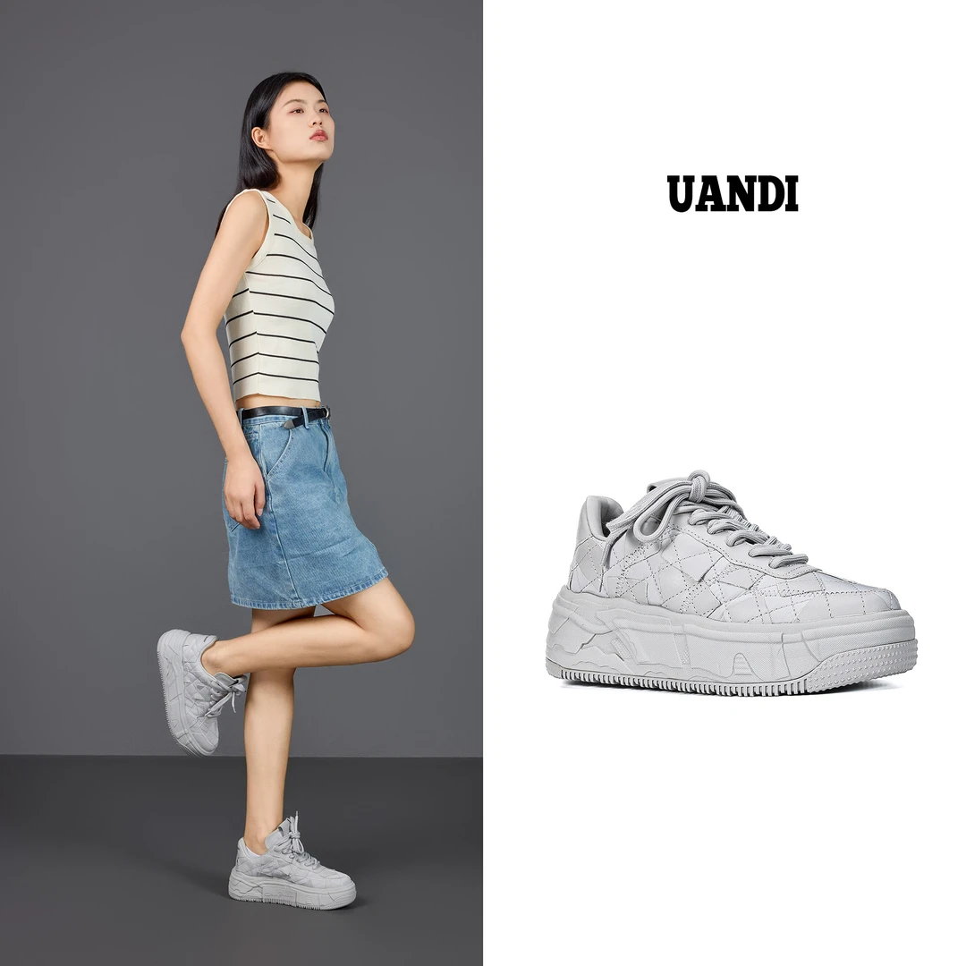 UANDI原创25年秋冬情侣款休闲潮流时尚百搭小白鞋厚底板鞋2325D-1