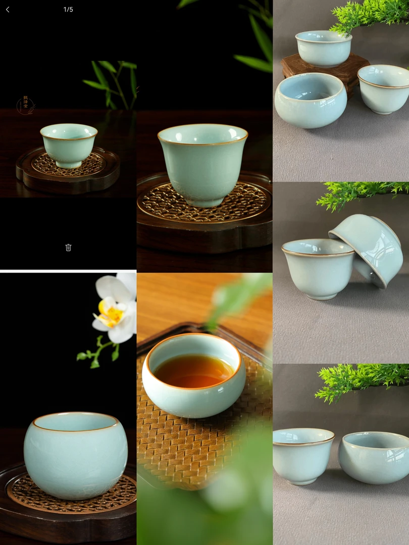 汝州原矿汝瓷杯（随机）主人杯汝窑品茗杯陶瓷禅定杯天青色天青釉