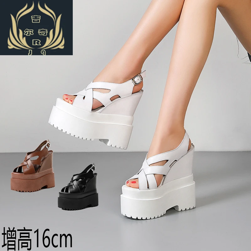 2023夏季新款16cm内增高厚底小个子凉鞋女超高跟休闲轻便小巧凉鞋