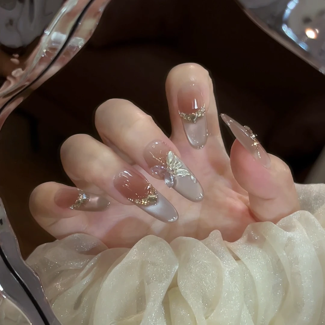 【掉钻包补】金秋蝶影穿戴美甲纯手工猫眼美甲TS