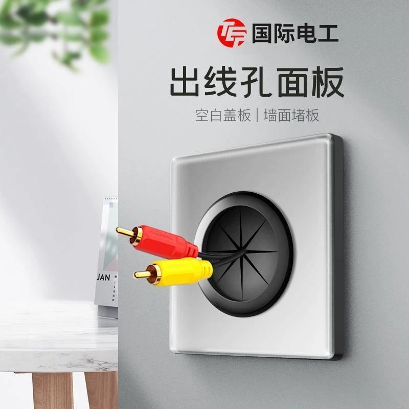 Tep国际电工空白面板带出线孔电视机穿线孔线盒堵洞86型装饰遮挡
