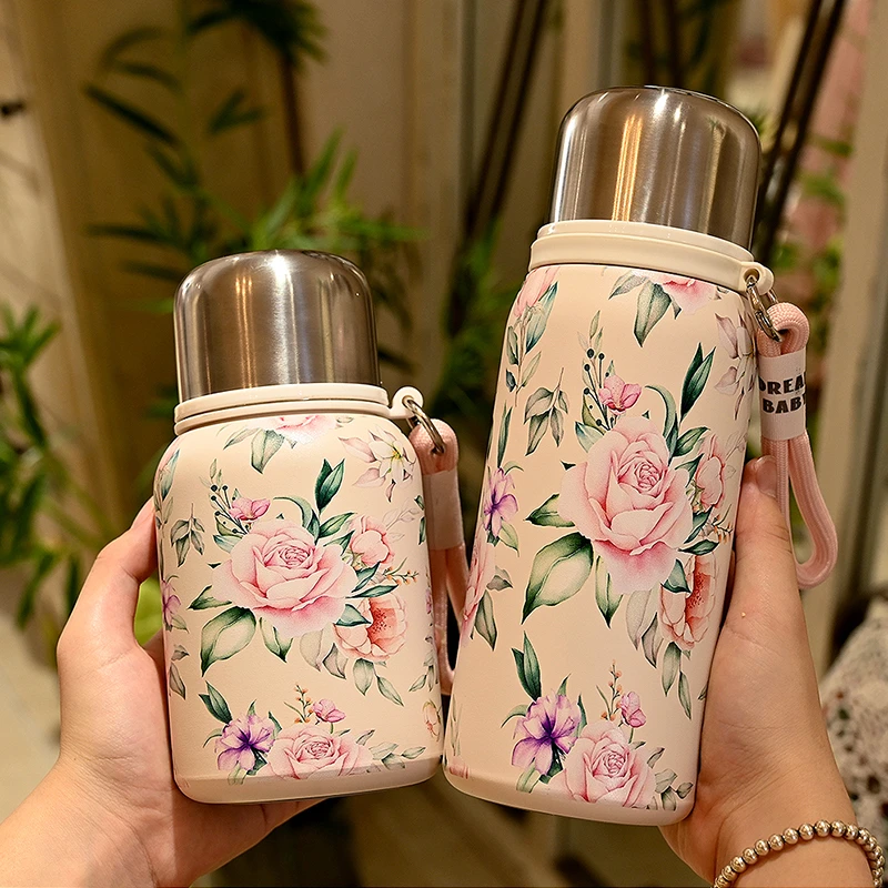 色丽雅316国风牡丹复古精致保冷保温户外便携大容量墩墩杯手提