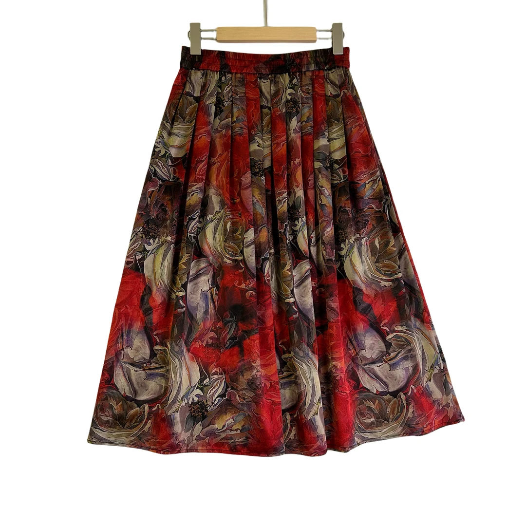 【高端香云纱合集】桑蚕丝半裙女2024夏季时尚中长款碎花显瘦气质