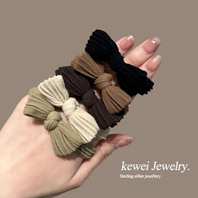 新款简约高弹力蝴蝶结头绳扎头发女气质可爱百搭黑色