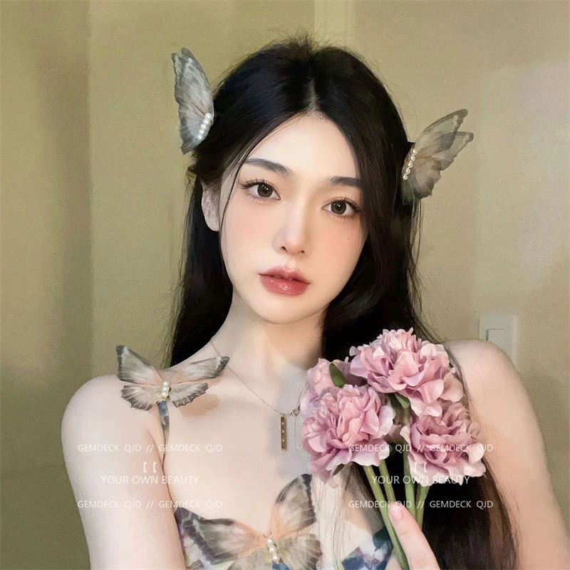 复古超仙蝴蝶发夹女森系仙美发卡拍照道具夹子头饰发饰气质高级感
