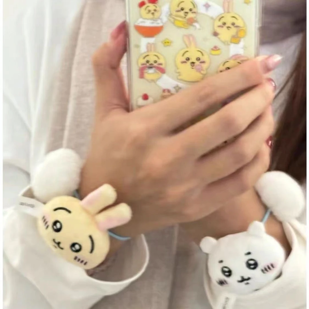 新款吉伊卡哇chiikawa毛绒发绳发圈可爱卡通小八学生少女