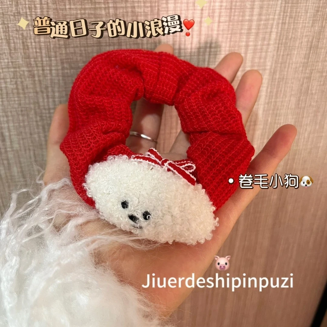 红色新年本命年大肠发圈女高级感简约皮筋女扎头发绳可爱头饰头绳