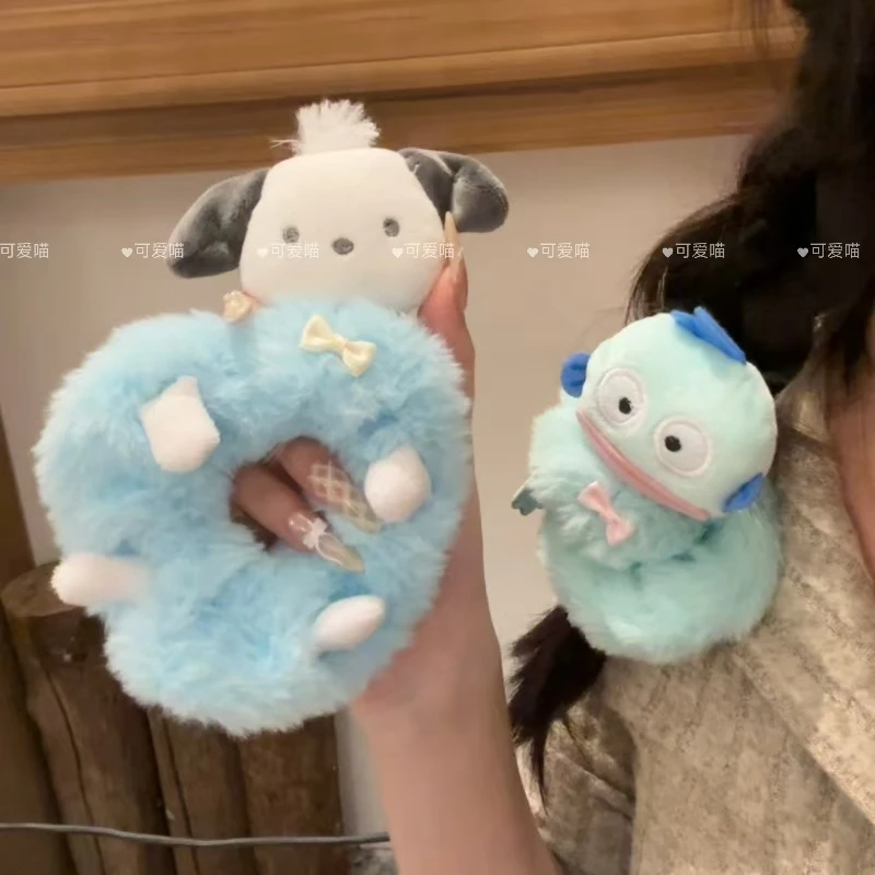 可爱卡通帕恰狗丑鱼汉顿毛绒公仔发圈少女心发绳毛绒绒大肠圈发饰