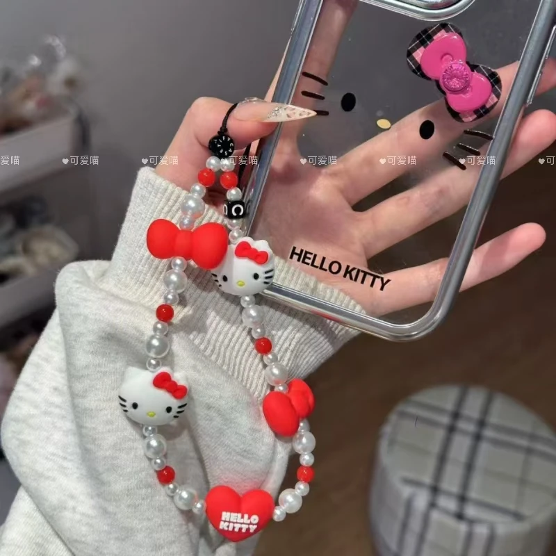 新款KT猫HelloKitty手机链串珠链条饰品挂绳女可爱卡通凯蒂猫