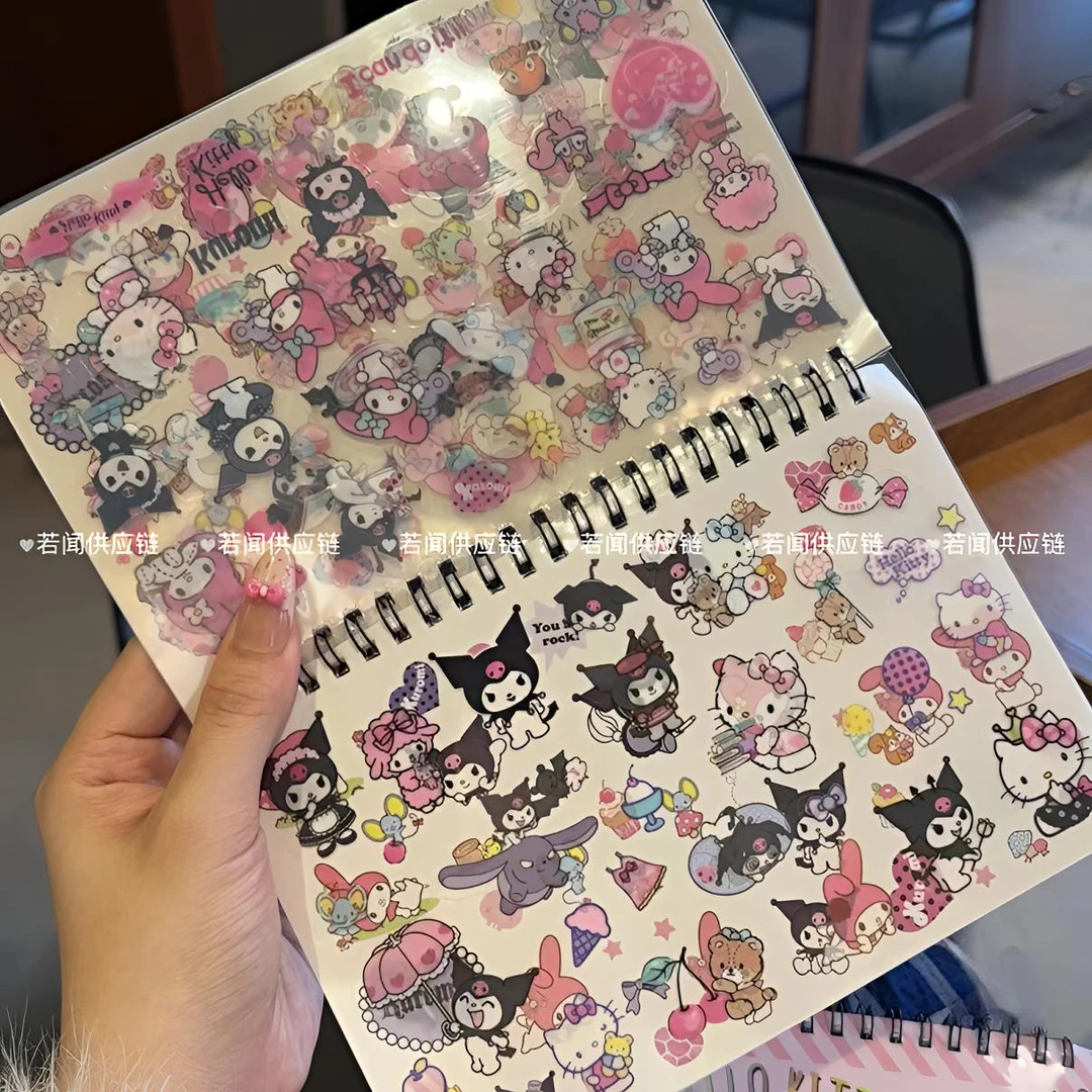三丽鸥贴纸卡通库洛米美乐蒂咕卡本可爱女孩加厚手账本防水贴画