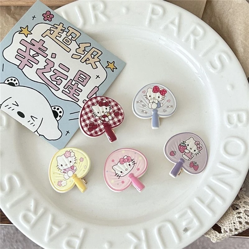 夏天扇子Hello kitty猫发夹甜妹ins风少女刘海夹创意卡通清新发卡