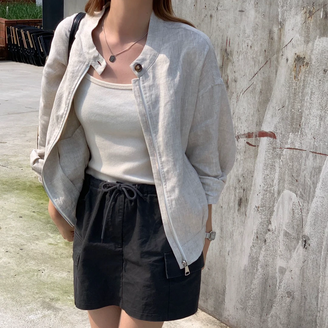 【墨琼】“不重样·亚麻系列”轻奢设计感老钱风100亚麻夹克外套7475