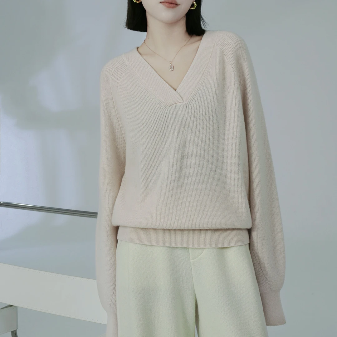 【薰衣草】喜歌羊绒 100山羊绒材质 女士V领 7309