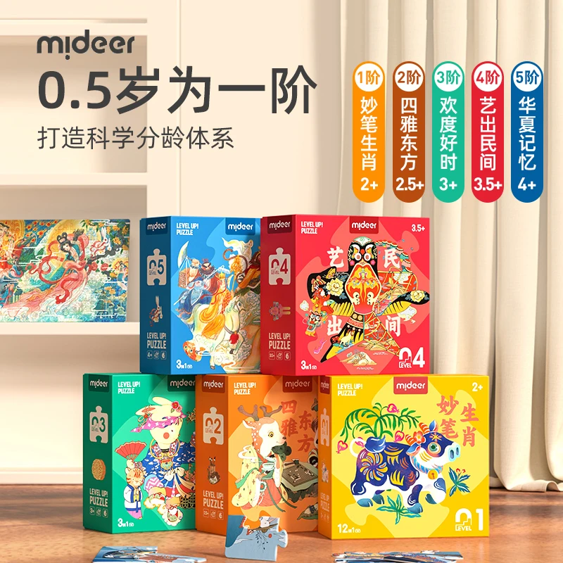 mideer弥鹿国风进阶经典拼图儿童益智玩具幼儿2-3男女孩国潮动漫