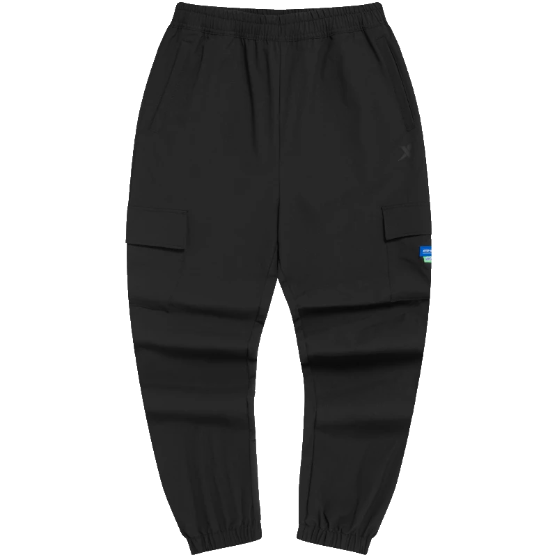 特步工装风运动裤女秋季新款宽松休闲梭织长裤束脚高弹女裤