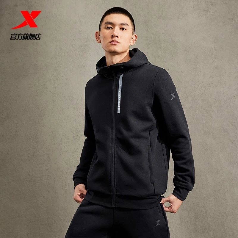特步塑型科技丨运动外套男秋季新款休闲连帽开衫卫衣上衣