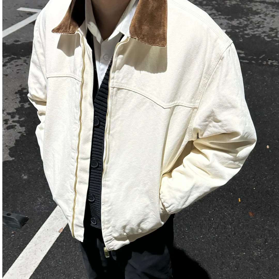 （三级联名）美式复古水洗底特律秋冬加厚帆布保暖圣达菲棉夹克宽松