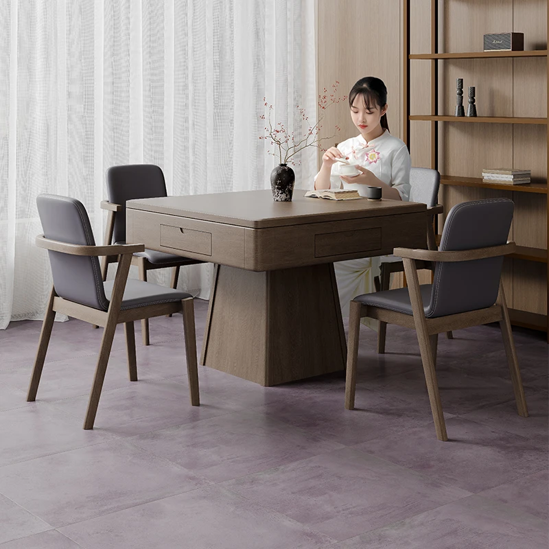 新款实木麻将桌全自动家用新中式餐桌麻将桌一体升级电动静音茶桌