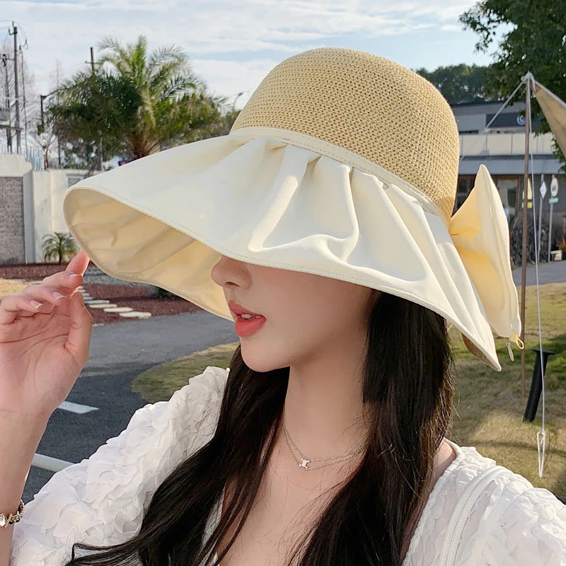 新款帽子女夏季出游大沿遮阳防晒紫外线遮阳帽遮脸太阳帽百搭草帽