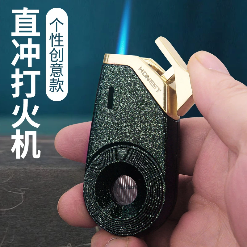 网红新款百诚摩轮充气打火机直冲蓝焰防风男士高档个性创意打火机