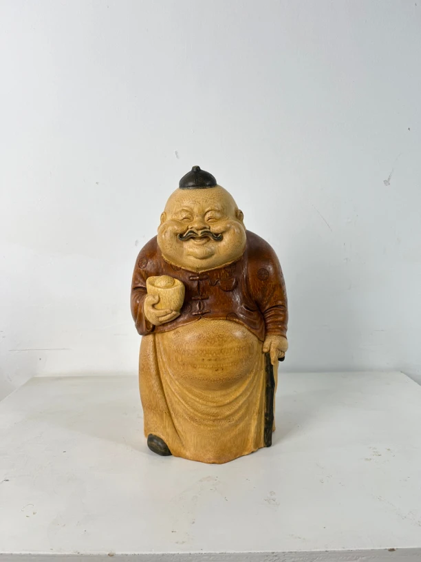 竹根雕 纯手工 地主 圆雕技法 刀法娴熟.开脸诙娴16/30