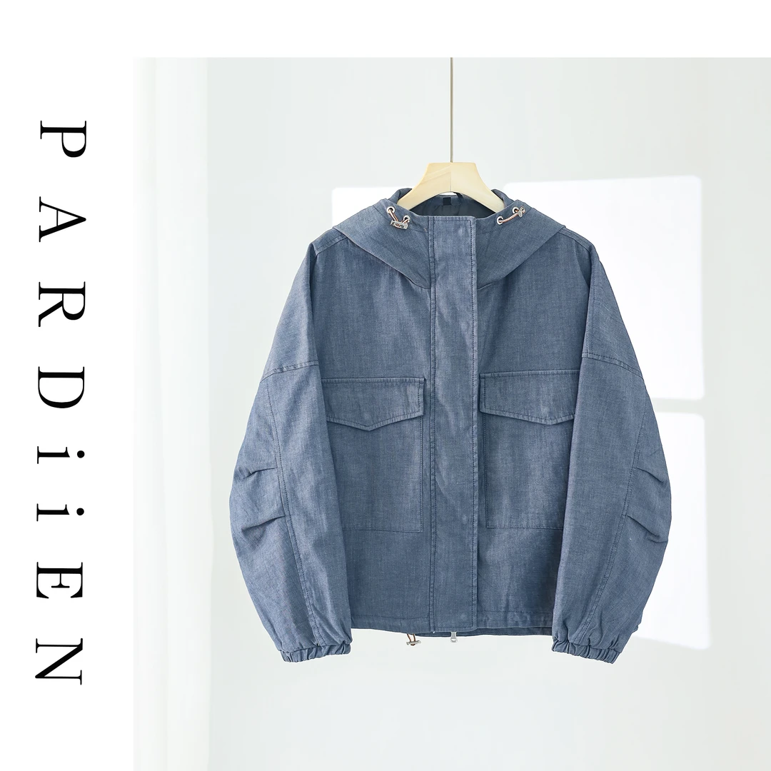 【北总严选】帕迪恩ITALY牛仔时尚连帽风衣外套A32